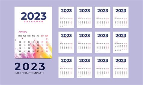 Monthly Wall Calendar Template For 2023 Year Week Starts From Sunday