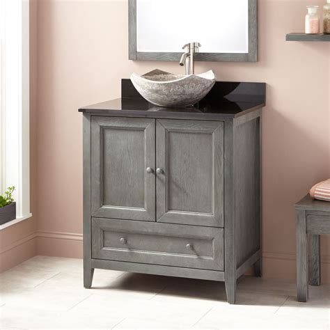 The vanity set features five drawers, one shelf oak cabinet, and a matching framed mirror. 30"+Kipley+Vessel+Sink+Vanity+-+Gray+Wash | Vessel sink ...