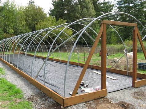 Typical hoop houses have multiple arches that support the plastic covering, and may be tied together with a center pipe for support. Basic 12x36 Greenhouse Kit