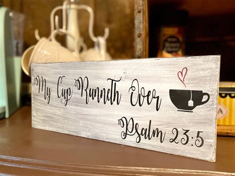 Buy My Cup Runneth Over Sign Rustic Kitchen Decor Coffee Bar Sign Farmhouse Sign Psalm Tea