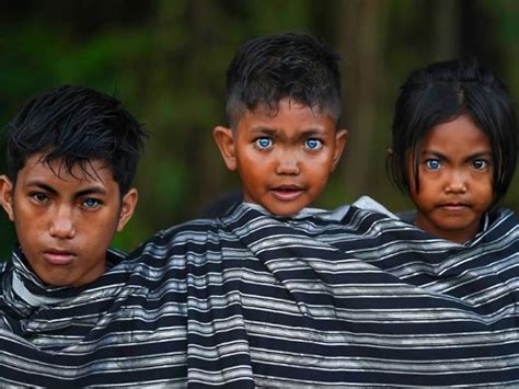 Indonesian Tribe With Electric Blue Eyes