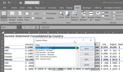 Excel Custom Views Multiple Worksheets