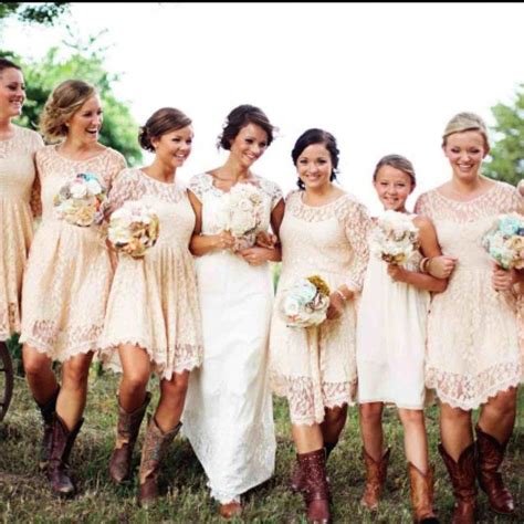 Braidsmaid Country Fall Wedding Bridesmaid Dresses With Cowboy Boots