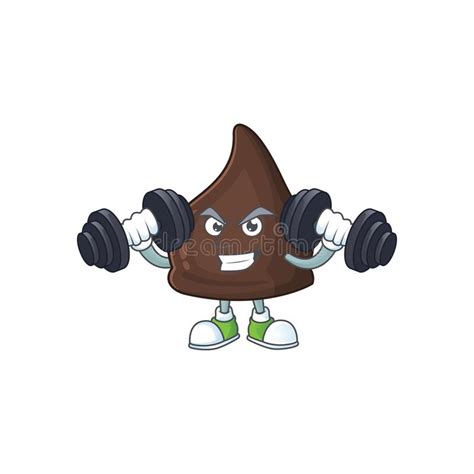 Fitness Exercise Chocolate Conitos Cartoon Character Using Barbells