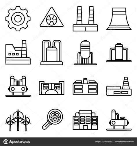 Factory Icons Pack Isolated Symbols Collection Stock Vector By ©ware