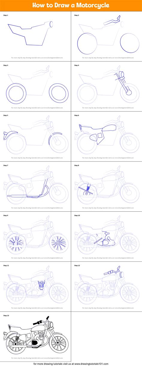 How To Draw A Motorcycle Two Wheelers Step By Step