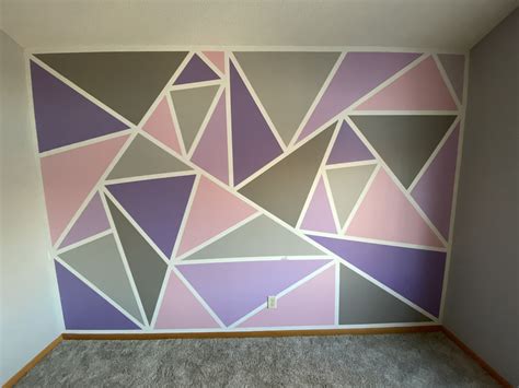 Purple Pink Triangle Wall Wall Paint Patterns Wall Paint Designs