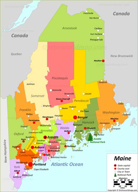 Map Of Maine With All Cities And Towns United States Map