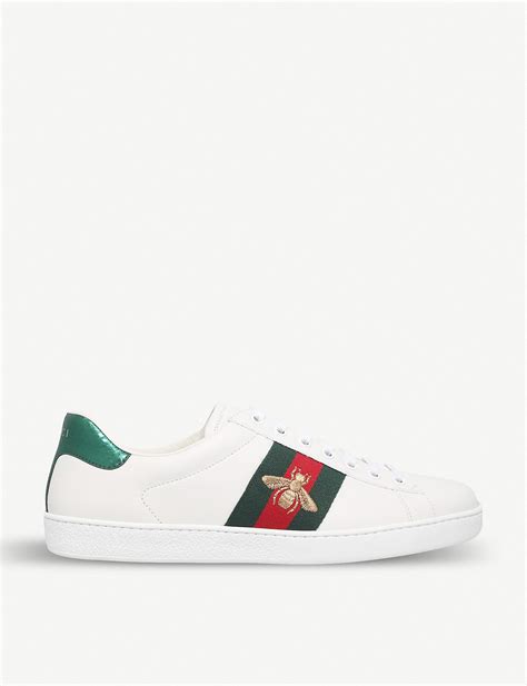 Gucci Mens New Ace Bee Leather Trainers In White For Men Lyst