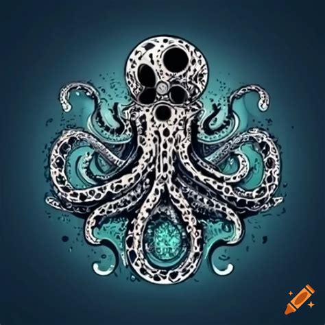 Intricate Octopus Tattoo Design With Tribal Elements