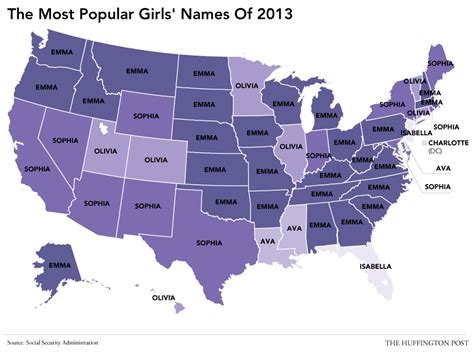 Our top 10 charts show the most popular girls' and boys' names from countries as far. Maps of Most Popular Names Given To Babies In the United ...