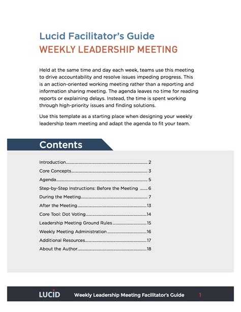 Weekly Leadership Team Meeting Lucid Meetings Meeting Agenda