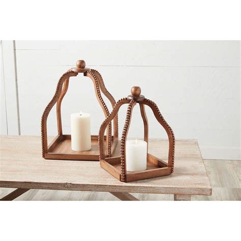 Beaded Wood Lantern Set Mud Pie