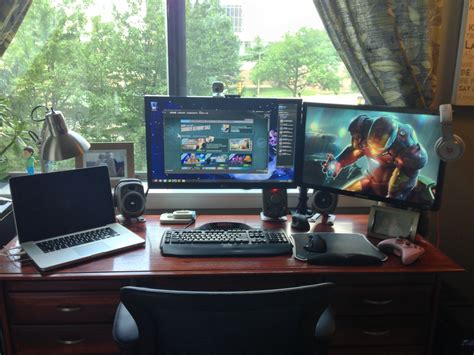 Revised Setup Using A Dual Monitor Stand To Regain Desktop Space