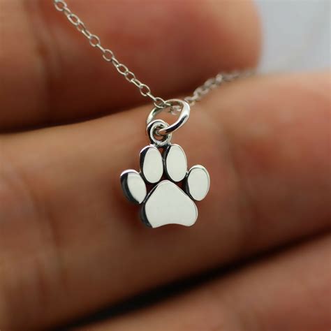 Paw Print Necklace 925 Sterling Silver Paw Print Charm Dog Pet Cat