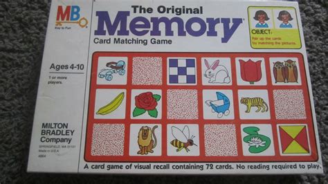 If the squares have the same matching word/image then that team gets a. Milton Bradley The Original Memory Card Matching Game | Memory games for kids, Memory games ...