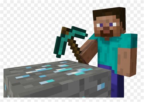 Steve Mines A Block Of Diamond Ore And Then Holds Minecraft Hd Png