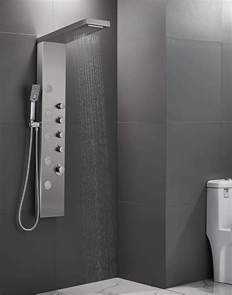 Rovogo Shower Panel Tower With Rainfall Waterfall Shower Head 5 Body