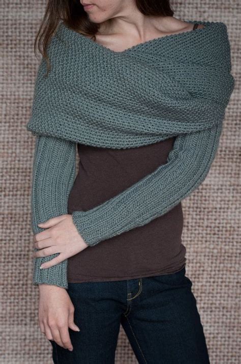 Knitting Pattern Sleeve Scarf Sweater Wrap By Lakehouseknits Cowl Knitting Pattern Knit