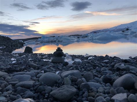 Sunset Jokulsarlon Glacier Lagoon Iceland 12022018 Natural