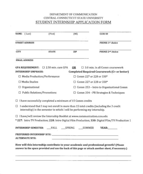 Free 16 Sample Student Application Forms In Pdf Ms Word Excel
