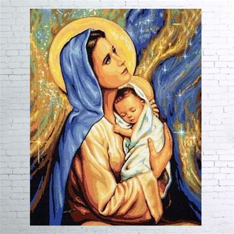 New Diy Diamond Painting 5d Diamonds Virgin Mary And Baby Mosaic