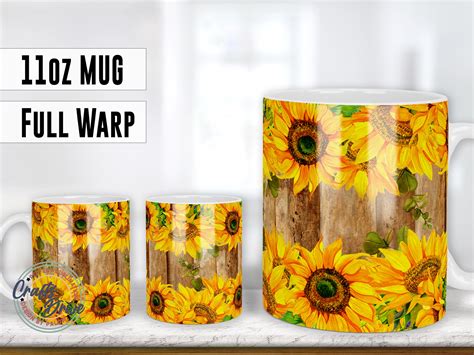 Sunflower Floral Mug 11oz Mug Sublimation Designs Png File Etsy