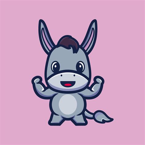 Cute Strong Donkey Cartoon Character Premium Vector 8668423 Vector Art