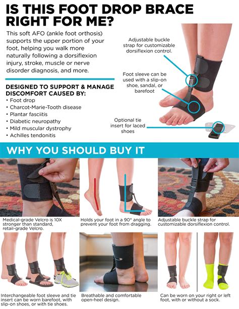 Soft Afo Drop Foot Brace Shoe Or Barefoot Dorsiflexion Assist For