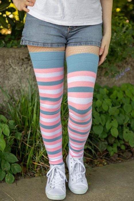 Striped Tube Socks Opaque Stockings Thigh High Socks Fashion Tights Long Socks Plus Size