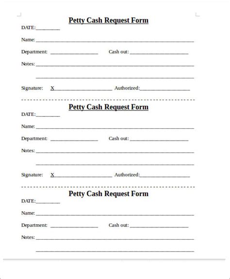 Printable Petty Cash Request Form Printable Forms Free Online