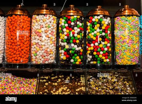 Delicious And Sweet Candies In A Candy Shop Stock Photo Alamy