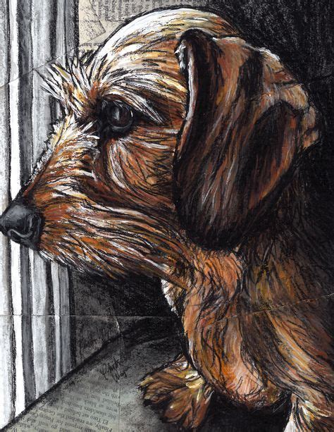 Dachshund Wiredhair Looking Out Window By Christas Designs Wire