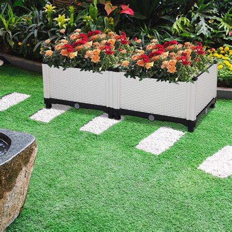 Samyohome Raised Garden Bed Set Of 2plastic Elevated Garden Planter