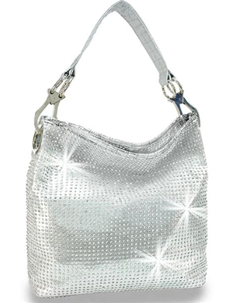 Zzfab All Sparkle Purse Rhinestone Handbags Bling Hobo Bag Silver