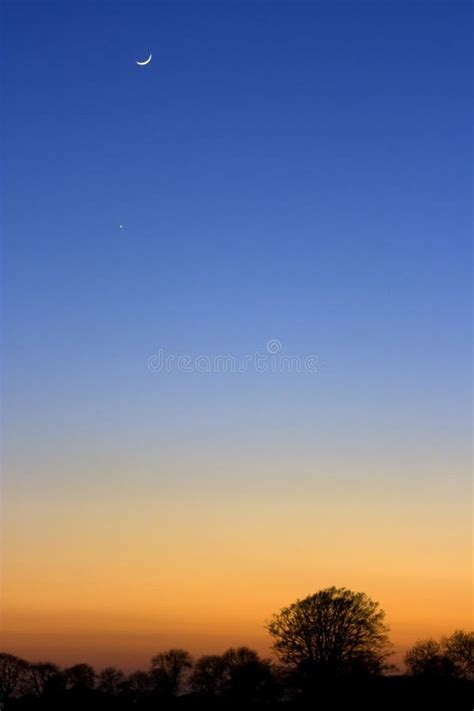 Moon At Sunset Stock Image Image Of Long Scene Skies 3622703