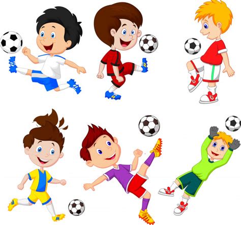 Cartoon Little Boy Playing Football Vector Premium Download