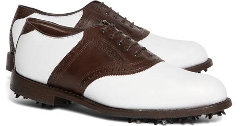 Brooks Brothers Redan Golf Shoes In White Brown Brown For Men Lyst