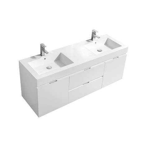 Enjoy free shipping & browse our great selection of bathroom vanities, vanity tops, vessel sinks and more! Bliss 60" High Gloss White Wall Mount Double Sink Bathroom ...