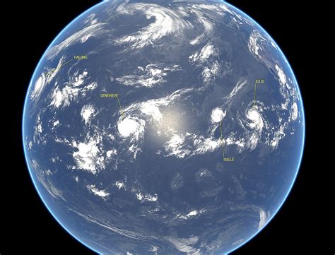 Satellite Image Of Earth Reveals Four Storms Acrossthe Pacific Ocean At