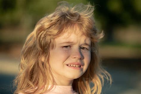 Closeup Face Of Child Boy Crying Outdoor Kids Cry Boy Cries Of