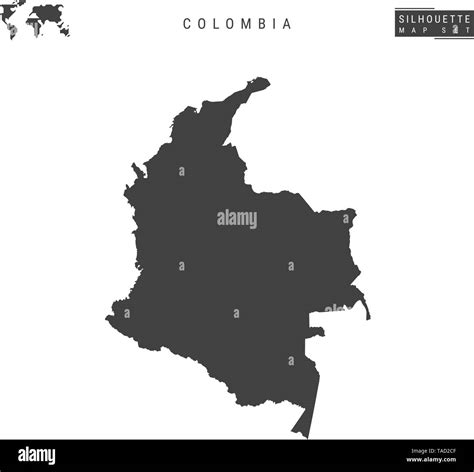 Colombia Vector Map Isolated On White Background High Detailed Black