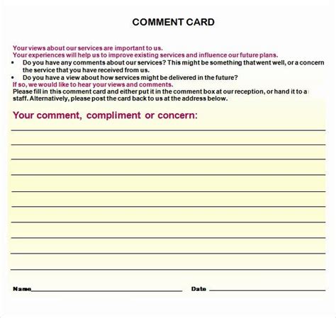 Let's talk about comment cards and any legal issues. Restaurant Comment Cards Template New 11 Ment Cards Pdf Word Adobe Portable Documents | Business ...