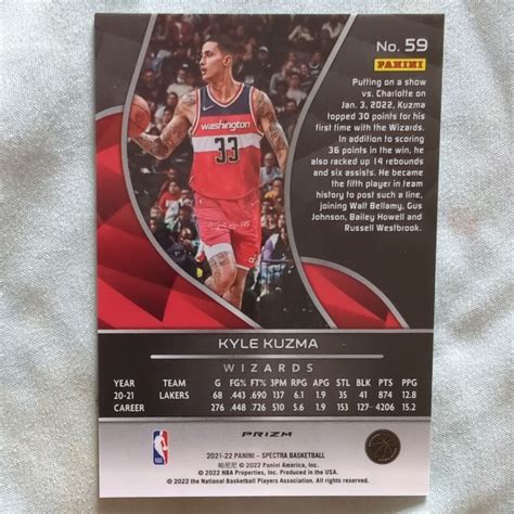 2021 22 Panini Spectra Asia Red 59 Kyle Kuzma Washington Wizards EBay