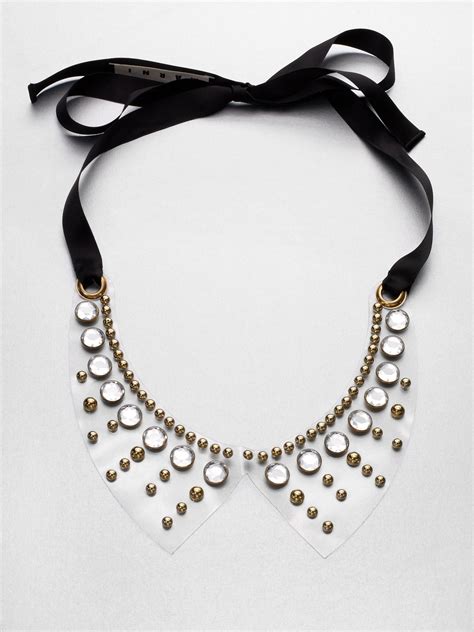 Marni Studded Transparent Collar Necklace in White (Black) - Lyst