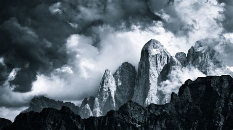 White And Black Stone Fragment Nature Landscape Mountains Clouds Hd