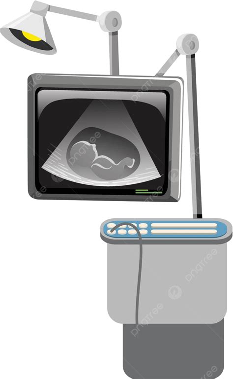 Ultrasound Machine On White Background Hospital Imaging Person Vector