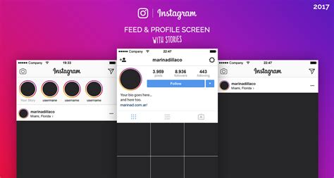 Free Instagram Feed And Profile Layout Ui 2017 On Behance