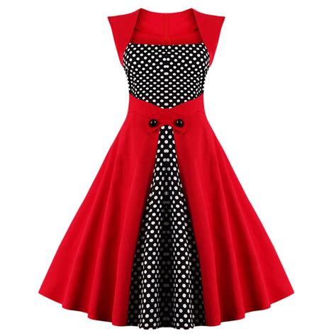 buy k polka dot retro women dresses vintage sleeveless 50s 60s style midi