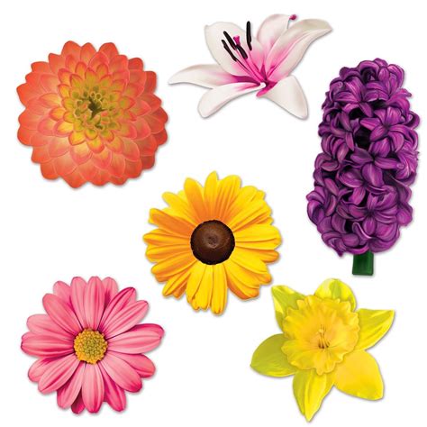 Flower Cutouts 6pkg Diy Floral Decor Pretty Party Supplies